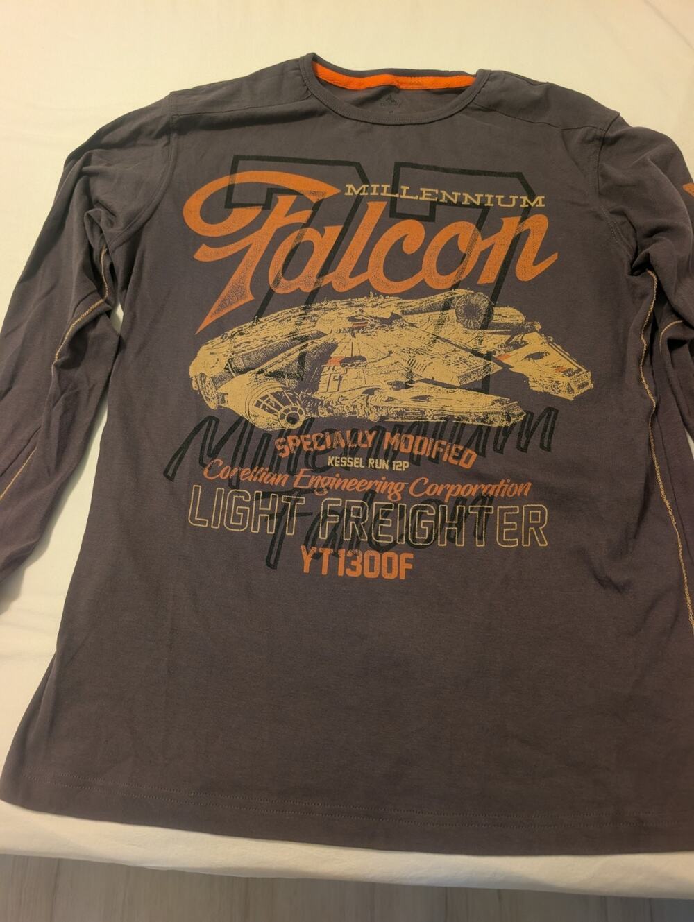 Star Wars Disney Parks Millenium Falcon Long Sleeve T-shirt Med Grey G Lucas